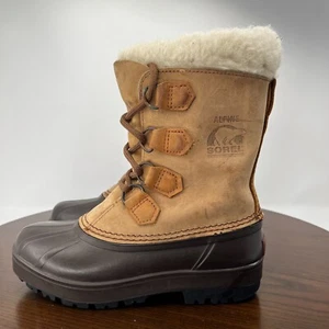 Sorel Alpine Women's Shoes 6 Brown Leather Fleece Lined Winter Snow Canada VTG - Picture 1 of 19
