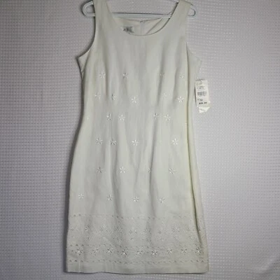 NUEVO CON ETIQUETAS AGB Vestido Para Mujer Talla 12 Marfil Mezcla de Lino Floral Bordado Forrado Raro Encontrar Foto 1 de 4