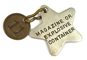 ANTIQUE KEY FOB MAGAZINE OR EXPLOSIVE CONTAINER STAR PATTERN MILITARY ARSENAL ! - Picture 1 of 2