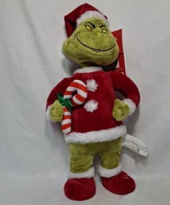 The Grinch with Santa Hat and Candy Cane Christmas Animated Singing Plush, 2022 - Picture 1 of 7