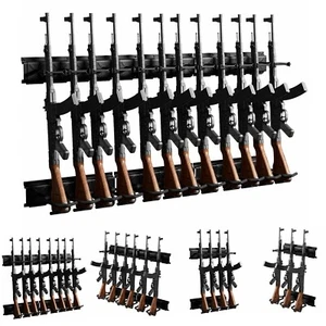 3/4/6/8/12 Slot Waffenständer Wandhalterung Flintenständer verstellbar Gewehr Aufbewahrung Halter - Bild 1 von 16