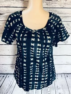 Blusa para mujer J Crew talla 0 manga corta azul marfil rayas 100 % algodón suave - Imagen 1 de 10