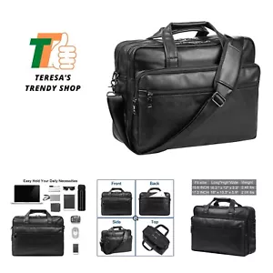 Leather Laptop Bag, Men's 15.6 Inche 17.3 Inche Messenger Briefcase Business ... - Picture 1 of 8