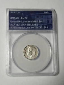 2017 S Roosevelt Dime ANACS EU70 Enhanced Uncirculated Set SP70 - Picture 1 of 2