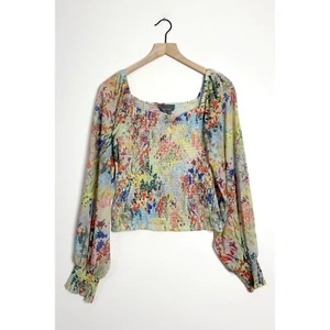 ANTHROPOLOGIE Rouen Smocked Top Balloon Sleeve Blouse Floral Print size XS - Picture 1 of 7