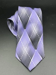 Corbata de vestir para hombre Phat Farm 100 % seda púrpura negro patrón de diamantes - Imagen 1 de 5