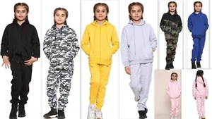 Boys Girls Kids Uniform 2set Trousers Hoodie School P.E Bottom Tracksuits Fleece - Picture 1 of 95