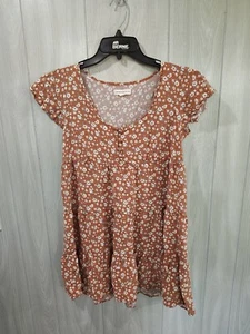 Aeropostale Cottage Core Blouse Floral Short Sleeve Flowy Lightweight Boho Small - Picture 1 of 7