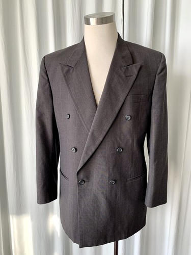 Blazer Vintage Givenchy Grigio Uomo Lana Doppio Petto