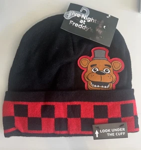 Nuevo Con Etiquetas Five Nights At Freddy's Negro Con ROJO Gorro Tejido a Cuadros 2024 - Imagen 1 de 5