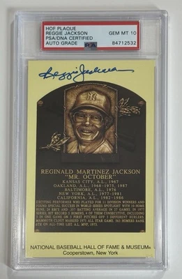 Reggie Jackson Autograph Signed HOF Plaque Postcard - PSA 10 Autograph - Image 1 of 2