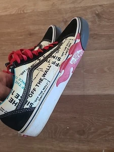 Vans Off The Wall Skateboard Shoes Size 10.5 Suede and Canvas Red Flames - Picture 1 of 10
