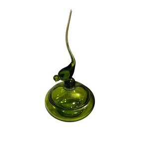Vintage MCM Viking Glass Avocado Green Bird Candy Dish 11.75” - Picture 1 of 3