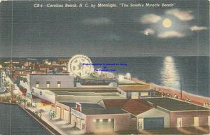 De Colección Carolina Beach Carolina del Norte por Moonlight Norris Wheel Lino PstCrd Sin Publicar - Imagen 1 de 2