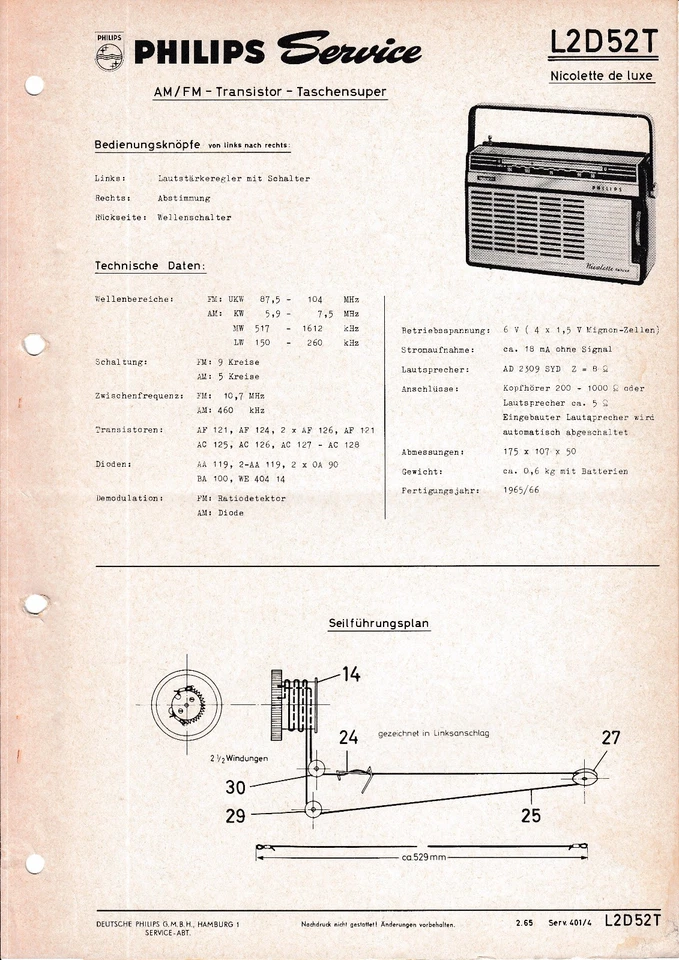 Servizio Manuale di Istruzioni per Philips L2 D52 T, Nicolette De Luxe - Immagine 1 di 1