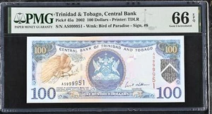 Trinidad & Tobago 100 Dollar 2002 P 45 a Nice 999951 Gem UNC PMG 66 EPQ - Picture 1 of 3