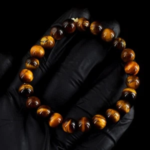Round Shape Golden Tiger Eye 92.00 Cts Beaded Stretchable Bracelet VK 40 E671 - Picture 1 of 3