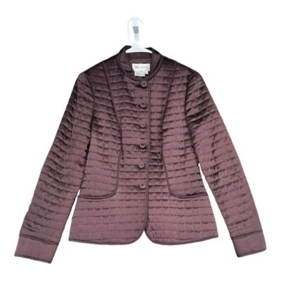 Chaqueta acolchada Worth M mediana marrón 100 % seda de lujo vintage madura oficina Foto 1 de 4