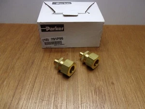 (Qty.2) Parker Brass Straight Connector 1/4" BSPT Pipe 14 MM OD Tube Compression - Picture 1 of 11