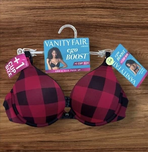 Sujetador Vanity Fair 34B Ego Boost acogedor estampado a cuadros convertible push up nuevo con etiquetas - Imagen 1 de 7