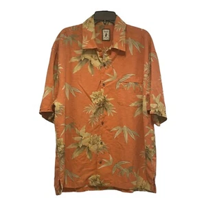 Jamaica Jaxx 100% Silk Hawaiian Shirt Button Up Orange Floral Men's 2XL - Picture 1 of 12
