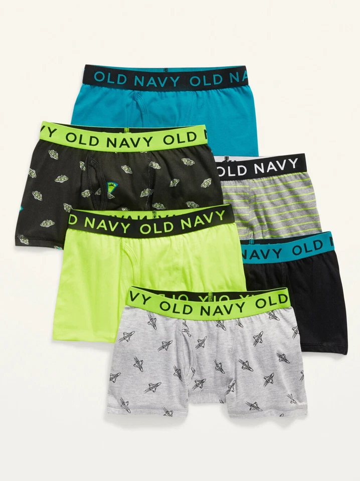 Old Navy Kid Boys Underwear 6 Pack Boxer Brief Solid Space Stripes Size XS S M L - Image 1 of 1