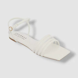 Journee Collection Women's White Lyddea Multi Strap Sandals Shoe Size 6.5 - Picture 1 of 8