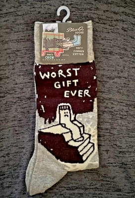Worst Gift Ever Men's Crew Sock BlueQ One Size 7-12 Crew NEW - Image 1 of 4