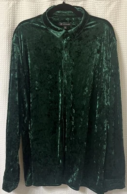Blusa INC para mujer talla 2X verde terciopelo aplastado caprichoso boho romántico Navidad Foto 1 de 4