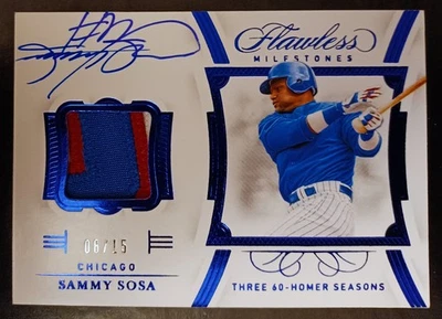 SAMMY SOSA-2020 Flawless Sapphire (#8/15) 3-COLOR PATCH/JERSEY/AUTO/AUTOGRAPH - Image 1 of 2