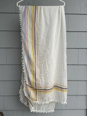 PrAna Stefany Sarong Wrap – Acabamento Pom Pom Multi Listras – Cobertura 100% Algodão - Imagem 1 de 3