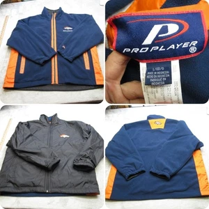 Denver Broncos Jacket Mens Large Pro Player Black Blue Full Zip Reversible VTG - Picture 1 of 16
