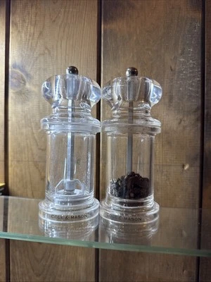 Cole & Mason  Salt and Pepper Shaker &  Grinder Set Clear Acrylic  5.5 inch 505 - Image 1 of 4