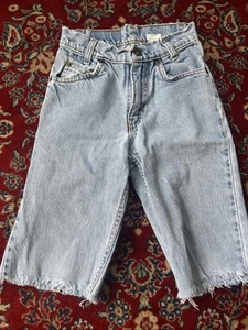 Vintage 90s LEVIS 550 Orange Denim Jean Cutoff Shorts Youth Boys Size 10 Slim - Picture 1 of 5