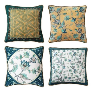 Fundas de almohada de diseño 18x18 pulgadas, verde elegante terciopelo imitación bordado V... - Imagen 1 de 7