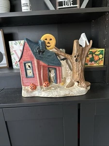 VTG 1978 Halloween Kimple Mold Spooky Haunted House Ceramic Light up Ghost Cat - Picture 1 of 6