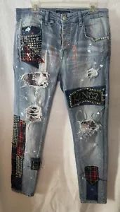 Kingz Patches Paint Splatter Embellished Distressed Jeans Gr. 34/30 - Bild 1 von 7