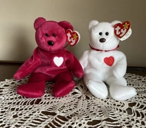 ty Beanie Babies Valentine’s Day Pair Valentino & Valentina (NEW) *Fast Ship* - Picture 1 of 5