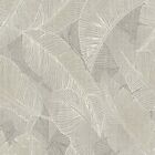 Belgravia Decor Anaya Leaf Textured Grey Shiny Tropical Wallpaper A2142