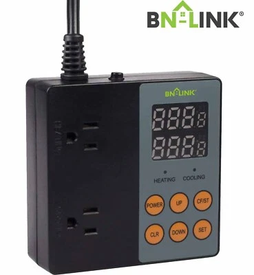 BN-LINK Digital Professional Thermostat Controller Heating or Cooling 2-Output - Image 1 of 4