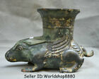 11.2" Old Chinese Bronze Ware Dynasty Animal Rabbit Zun Pot Jar drinking vessel