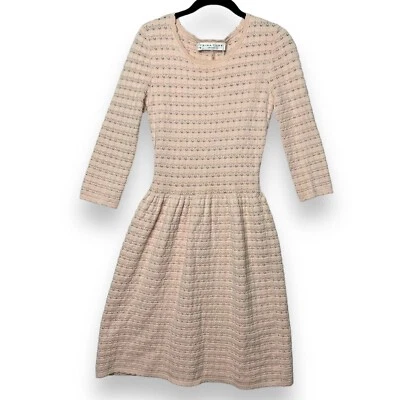Vestido Trina Turk Melocotón Talla XXS Crochet Suéter Tejido Abierto Manga 3/4 Ajuste Acampanado Foto 1 de 4