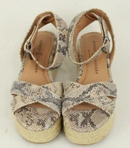 Chinese Laundry Size 8 US Zala Espadrille Snakeskin Wedge Sandals Cream Snake - Picture 1 of 8