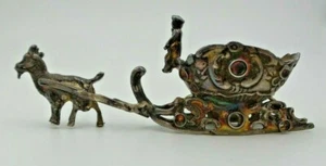 Antik 19. Jahrhundert. Hanau Deutschland Neresheimer Sterlingsilber Miniaturschlitten - Bild 1 von 11