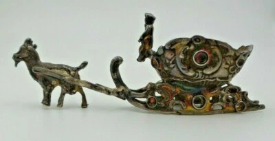 Antiguo siglo XIX. Trineo miniatura de plata de ley Hanau Alemania Neresheimer Foto 1 de 4