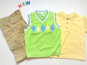 Toddler Kids Boys Clothes Size 2T - 4T NWOT Good lad Green Sweater Vest Pants