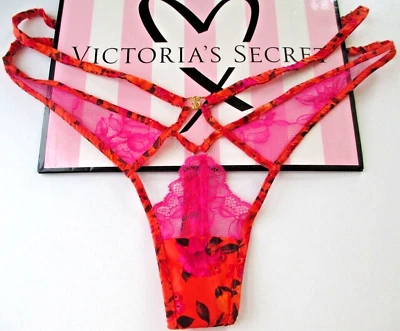 VICTORIA'S SECRET MUY SEXY Tanga Panty con Tirantes Pierna Alta VS Naranja Satinado S M L Foto 1 de 4