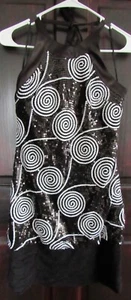 CACHE BLACK & WHITE SWIRL SEQUIN  HALTER PARTY DRESS SIZE 4 - RETRO / VINTAGE - Picture 1 of 7