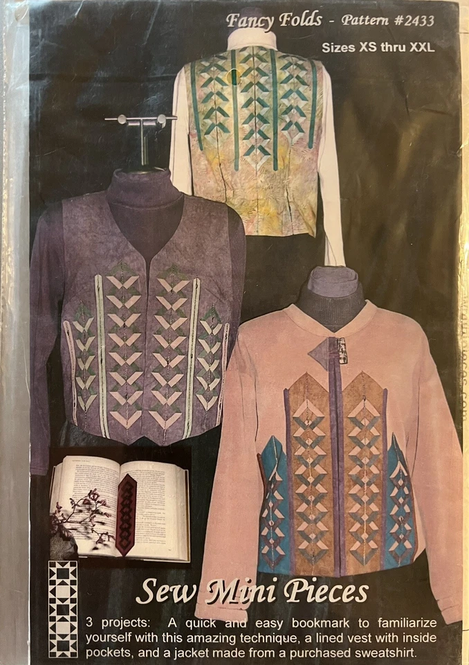 Sew Mini Pieces Pattern 2433 Vest Jacket Bookmark EASY Technique NEW UNCUT - Image 1 of 2