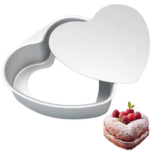 8 Inch Heart Cake Pan Aluminum DIY Mold with Removable Bottom Baking Tool - Picture 1 of 6
